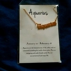 Gold Aquarius zodiac necklace